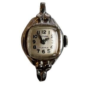 Vintage Futura 17 Jewel Ladies Cocktail Watch Silver Tone Art Deco Case No Band